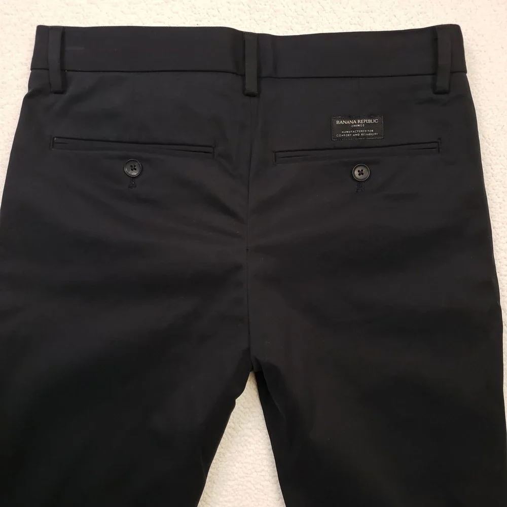 Banana Republic Fulton Skinny Fit Pants Mens 28x30 Black Chino Stretch Business